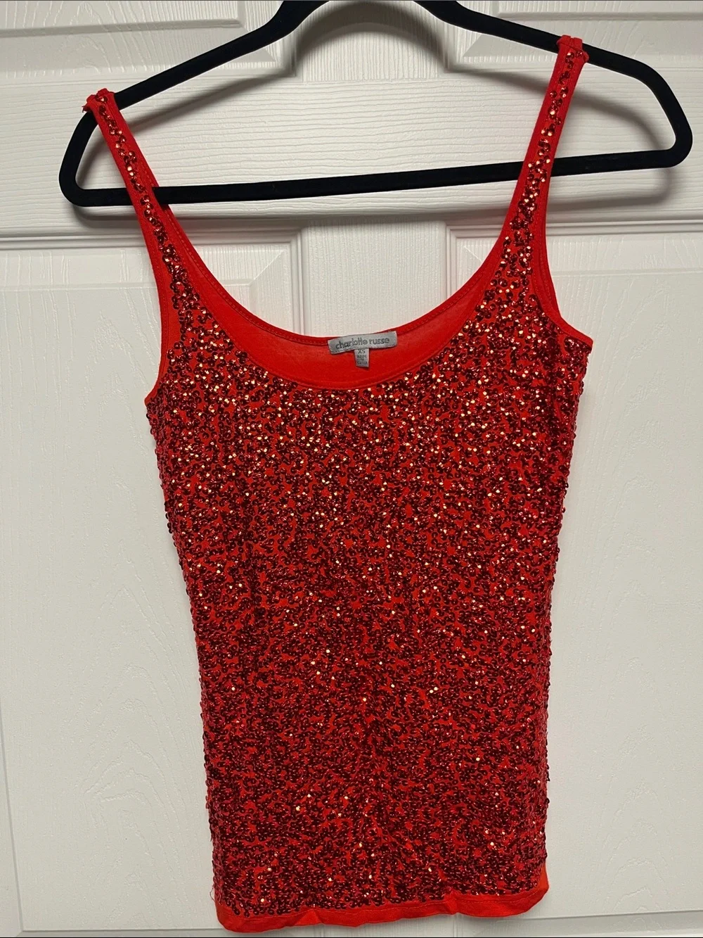 Charlotte Russe Red Sequin Camisole Tank